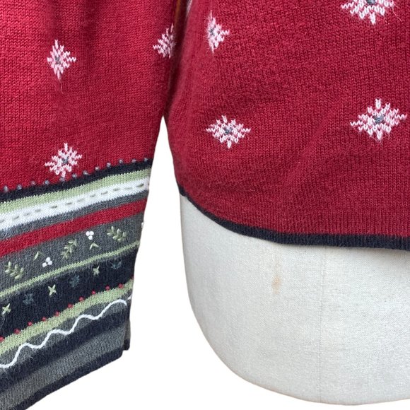 Vintage Woolrich Snowflake Knit Detail Contrast Cuff Ugly Christmas Sweater-M - Picture 12 of 14